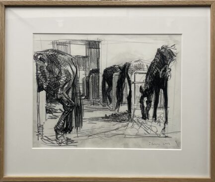 Écurie, 2002, Pierre noire sur papier, 23,5x30,5cm